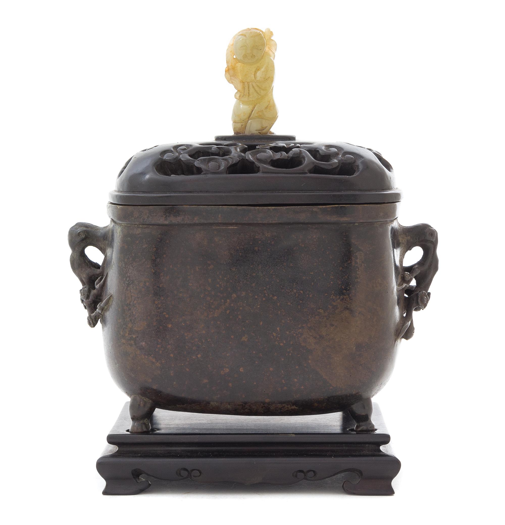 A Bronze Covered Censer Height 7 1/4 inches.
