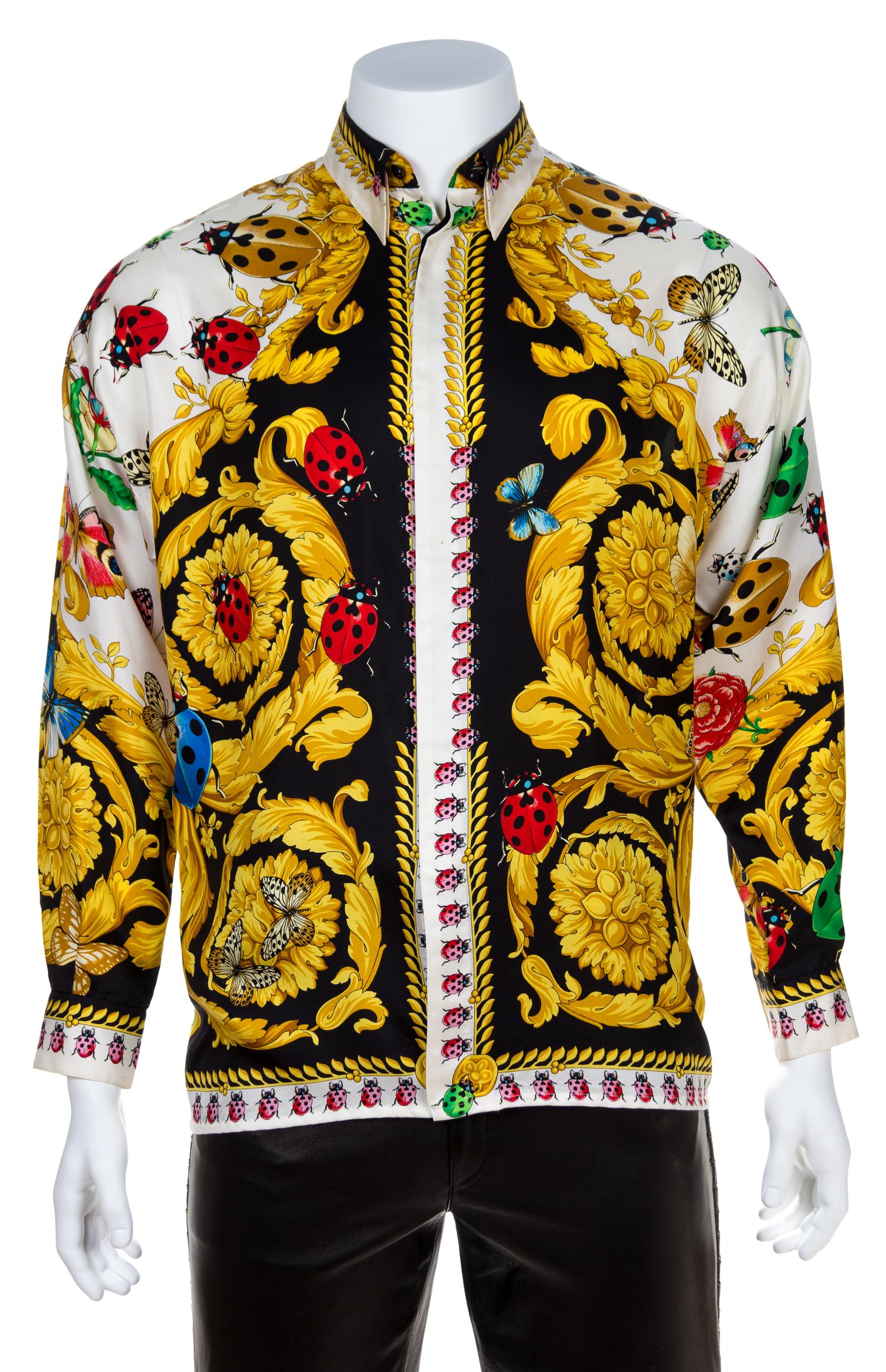 A Gianni Versace Silk Print Shirt, Size 46.