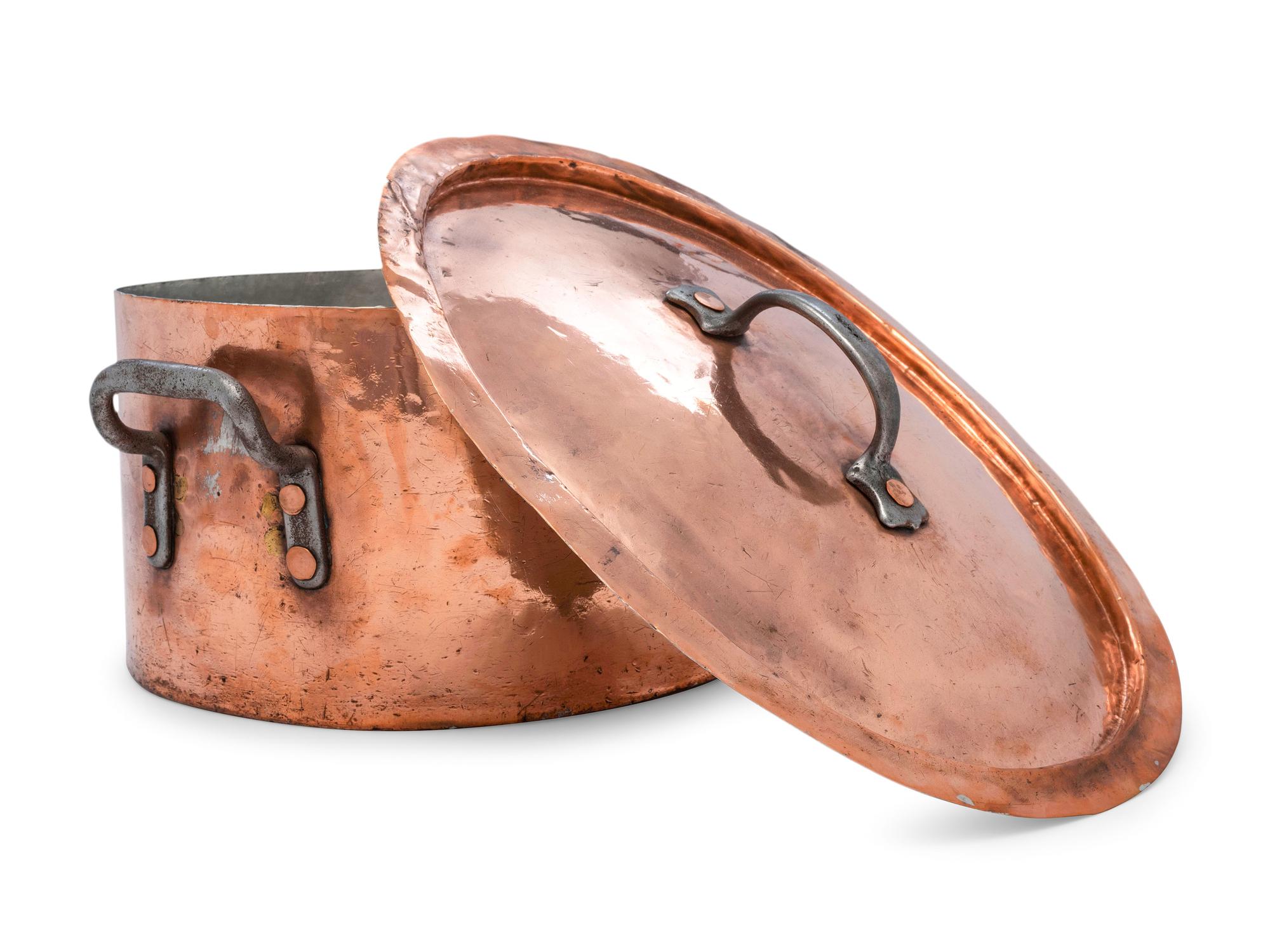 An American Oval Copper Brazier with Cover