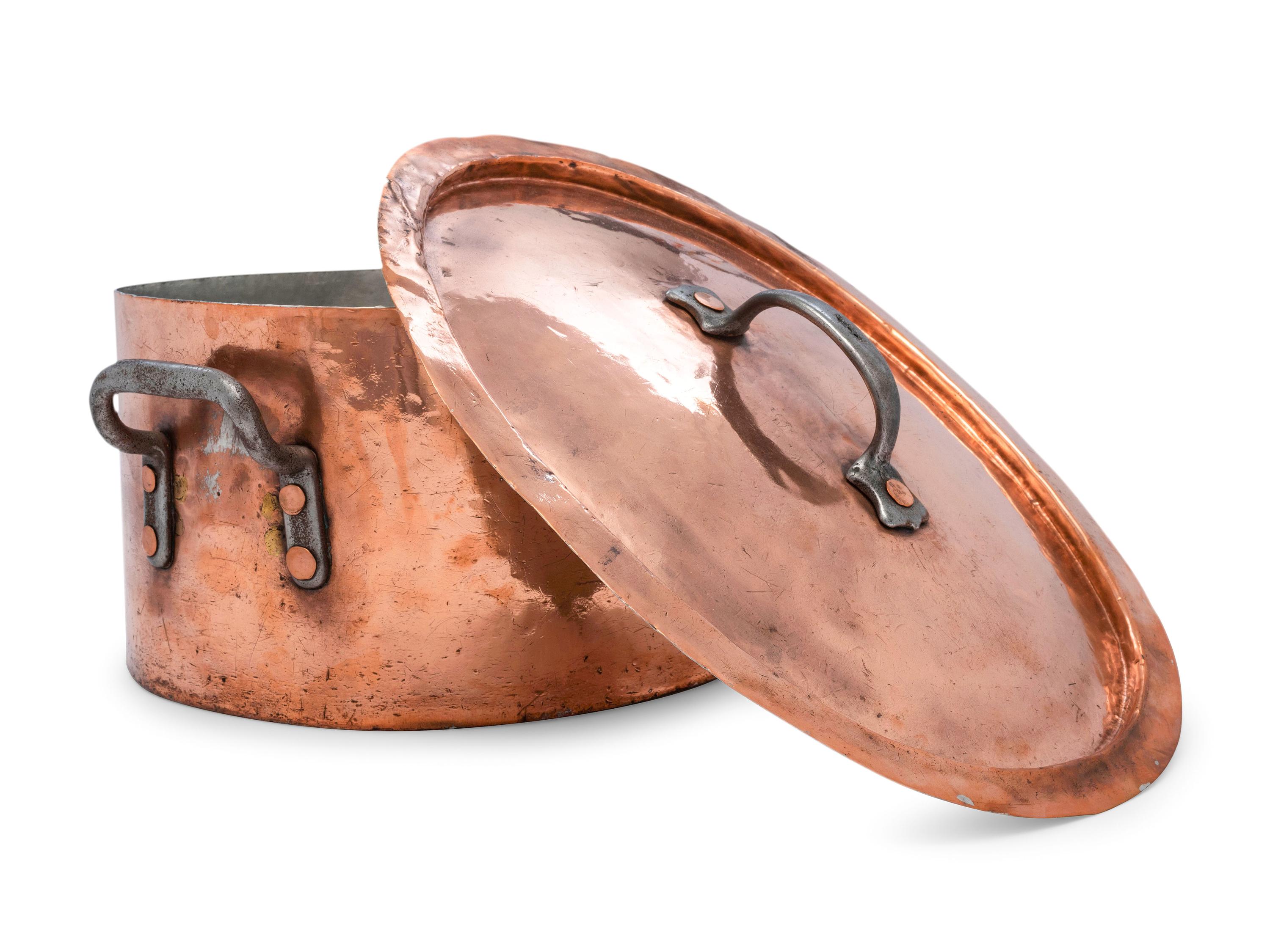 An American Oval Copper Brazier with Cover