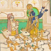 A Painting of Krishna Returns to Radha at the Hour of Cowdust, Rajasthan, Bazaar Workshop, Late 19th/20th Century