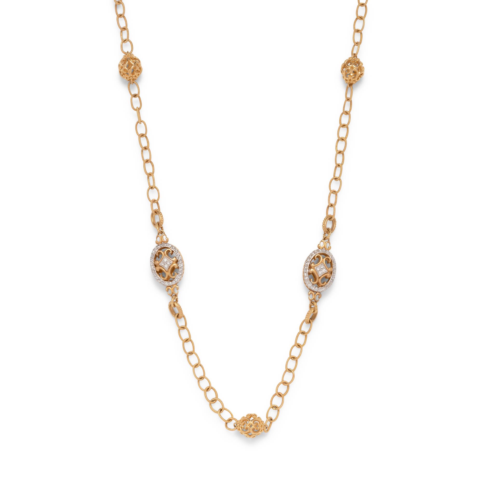 YELLOW GOLD AND DIAMOND LONGCHAIN NECKLACE