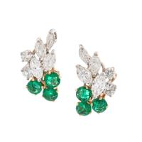 DIAMOND AND EMERALD CONVERTIBLE EARCLIPS