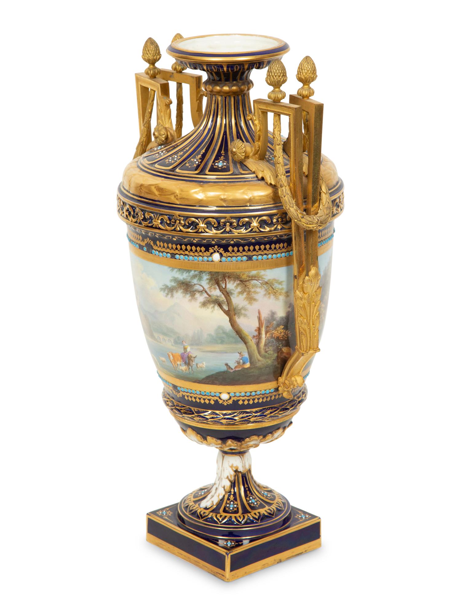 A Sèvres Gilt Bronze Mounted Porcelain Urn