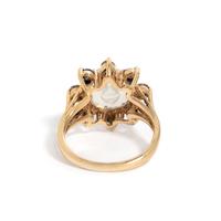 MOONSTONE, DIAMOND AND SAPPHIRE RING