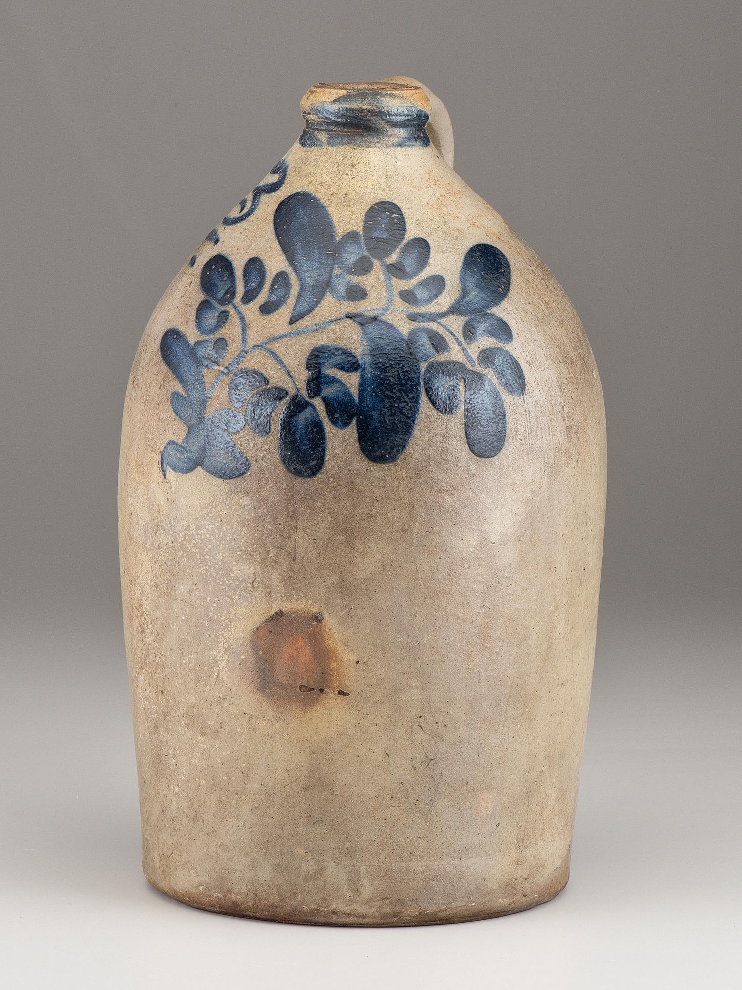 A Three-Gallon Cobalt Decorated Stoneware Jug