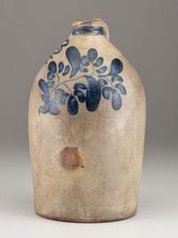 A Three-Gallon Cobalt Decorated Stoneware Jug