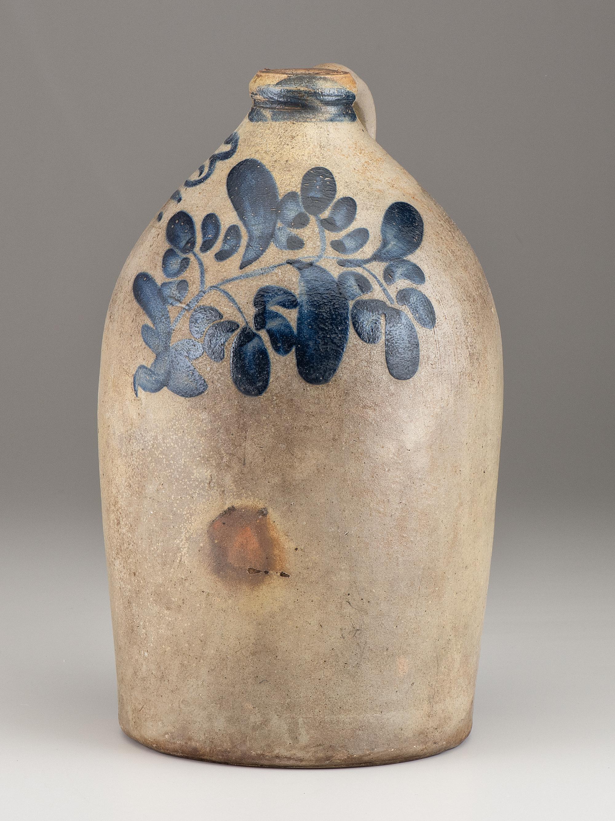 A Three-Gallon Cobalt Decorated Stoneware Jug