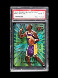 A 1996-97 Skybox Z-Force Z-Peat Zebut Kobe Bryant Rookie Basketball Card No. 3 (PSA 9 MINT),