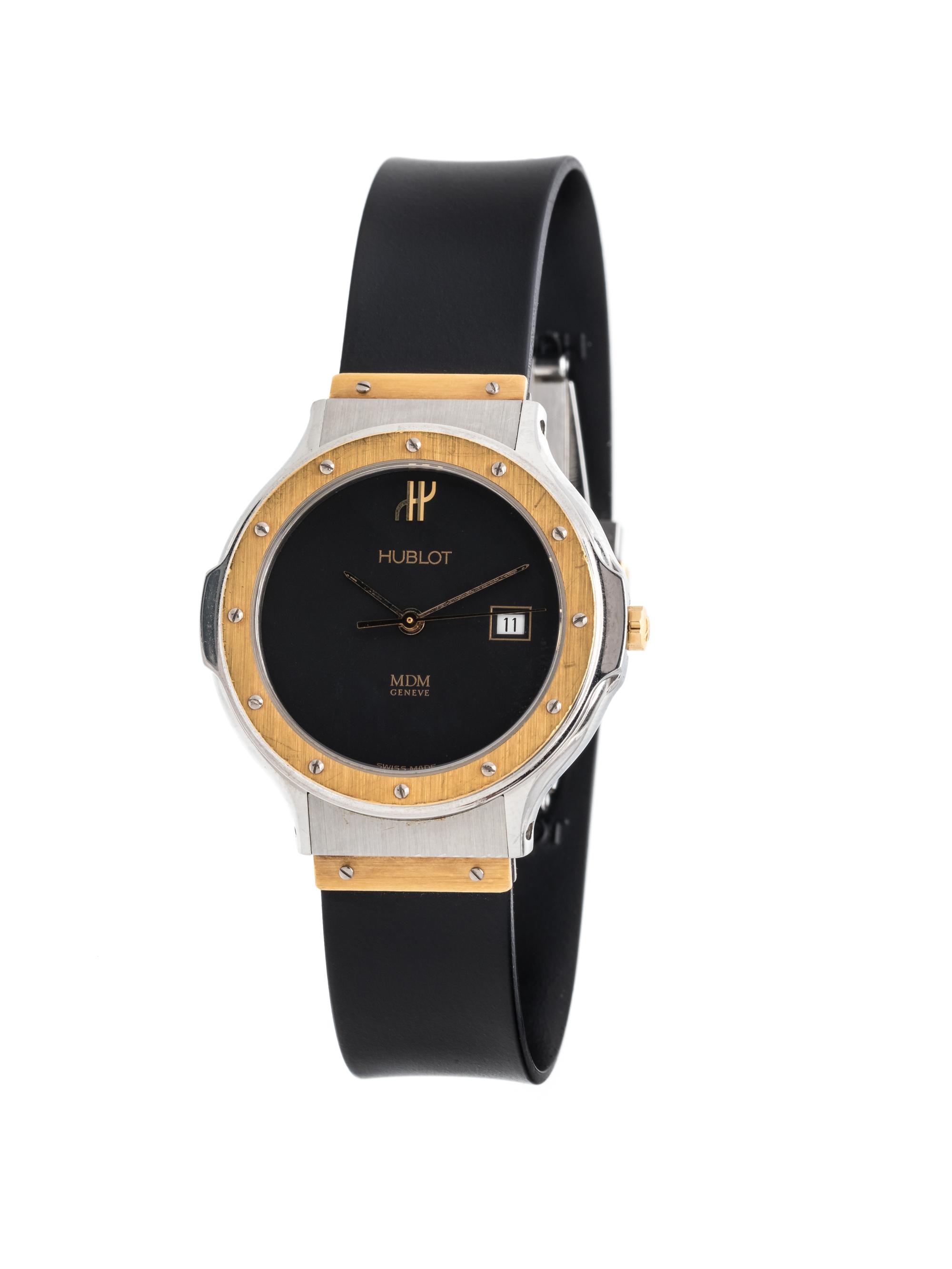 HUBLOT, YELLOW GOLD AND STAINLESS STEEL 'MDM' WRISTWATCH