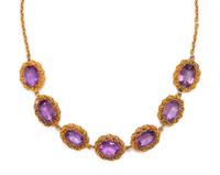 ANTIQUE, YELLOW GOLD AND AMETHYST NECKLACE