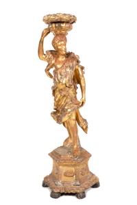 An Italian Giltwood Figural Torchère