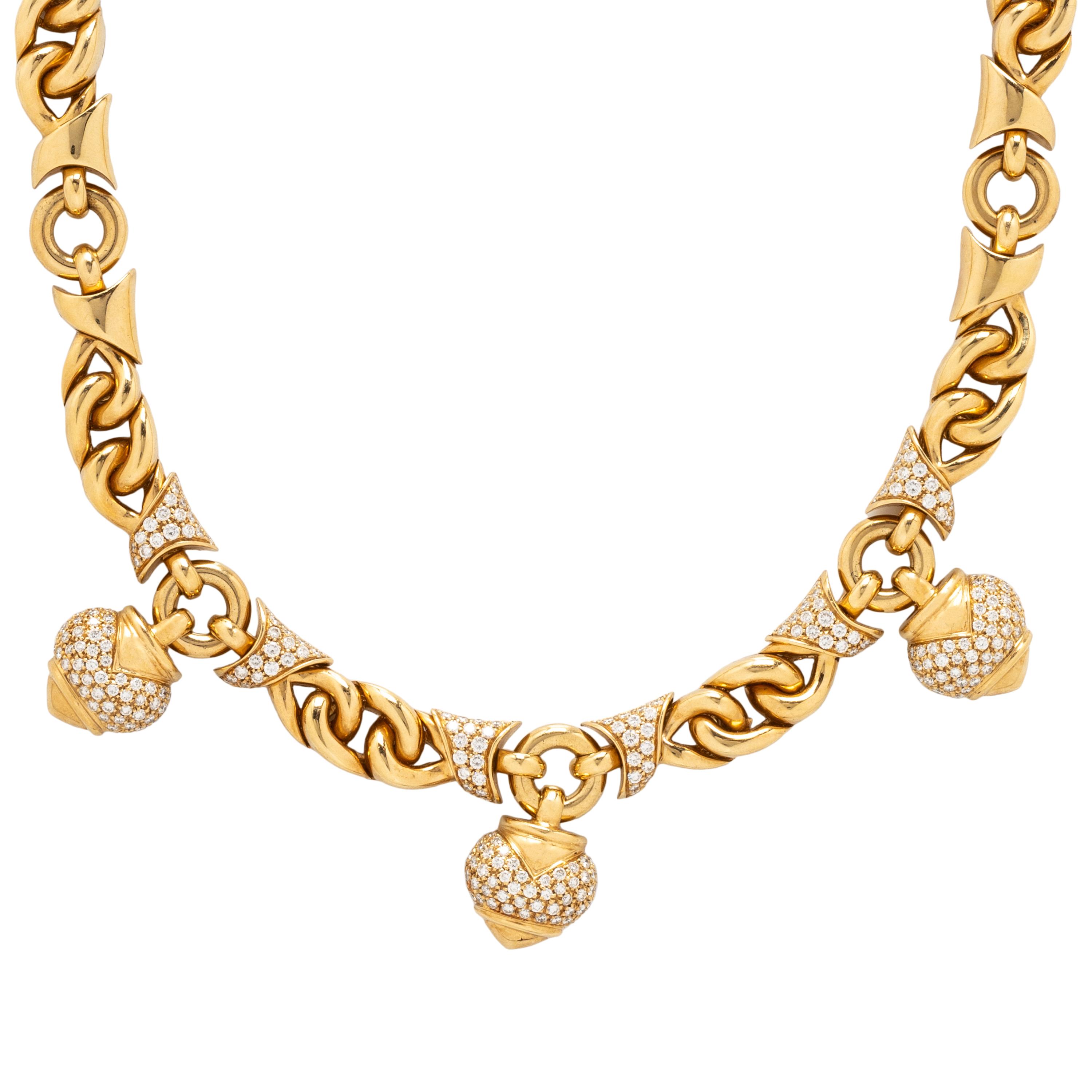 BULGARI, YELLOW GOLD AND DIAMOND 'DOPPIO CUORE' HEART NECKLACE