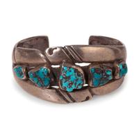 Navajo Silver Cuff with Five Turquoise Nuggets