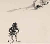 Christmas Card - Elf, Santa, and Moon , 1947