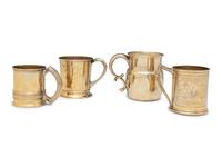 Four American Silver-Gilt Mugs