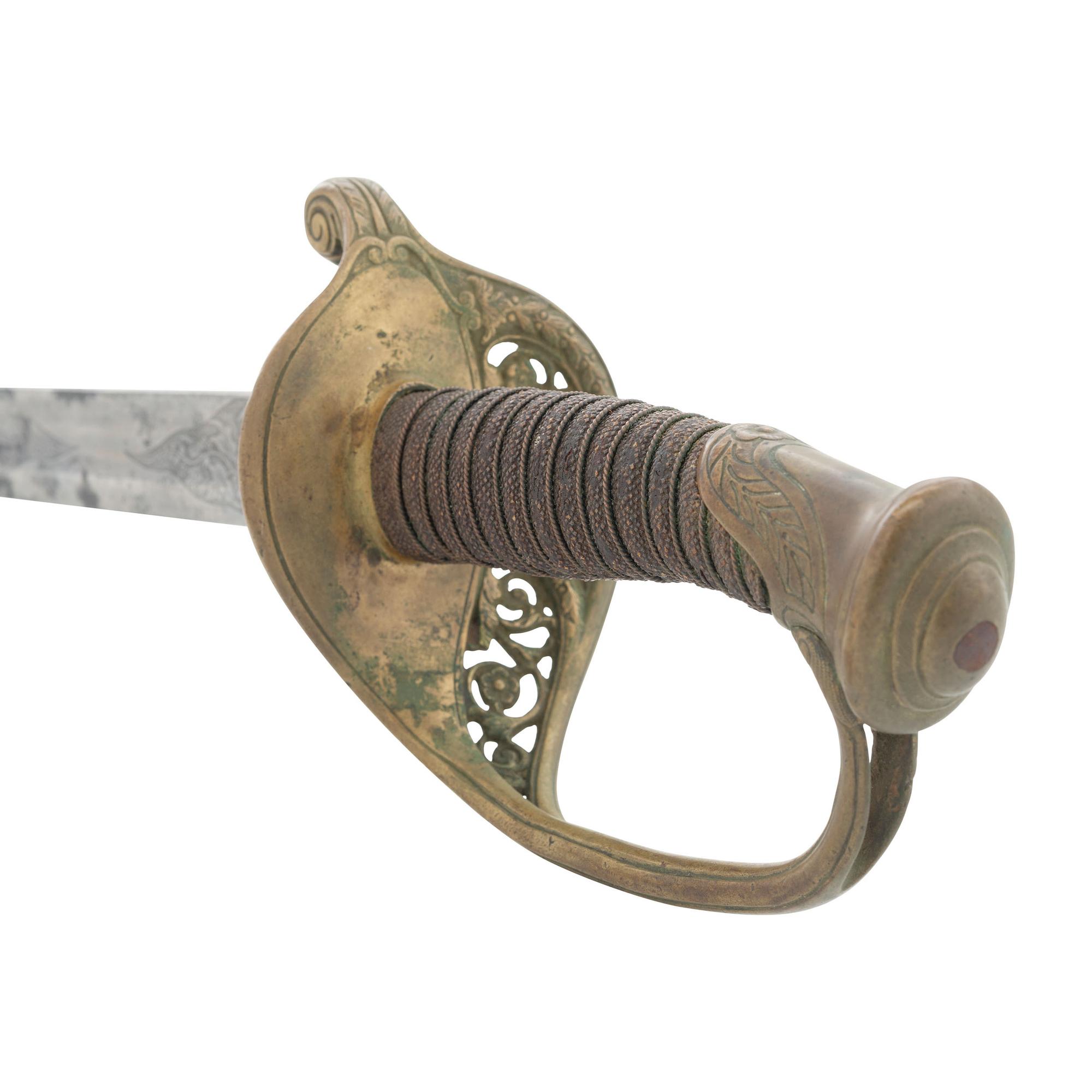 Tiffany Retailer Marked Imported US Model 1850 Foot Officers Sword with German Silver Scabbard