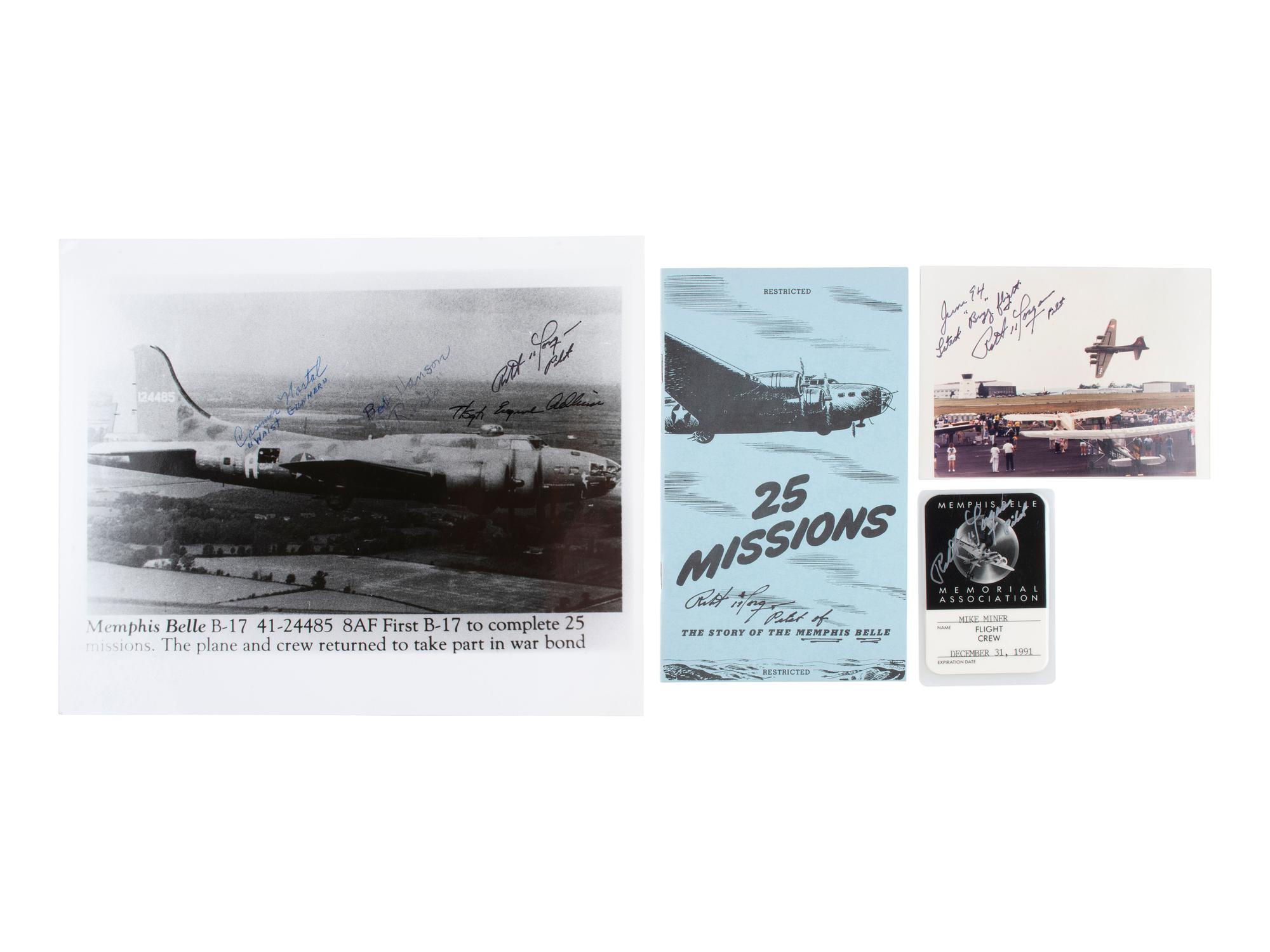 [WWII]. Large collection of signatures from Captain Robert Morgan and crew of the Memphis Belle .