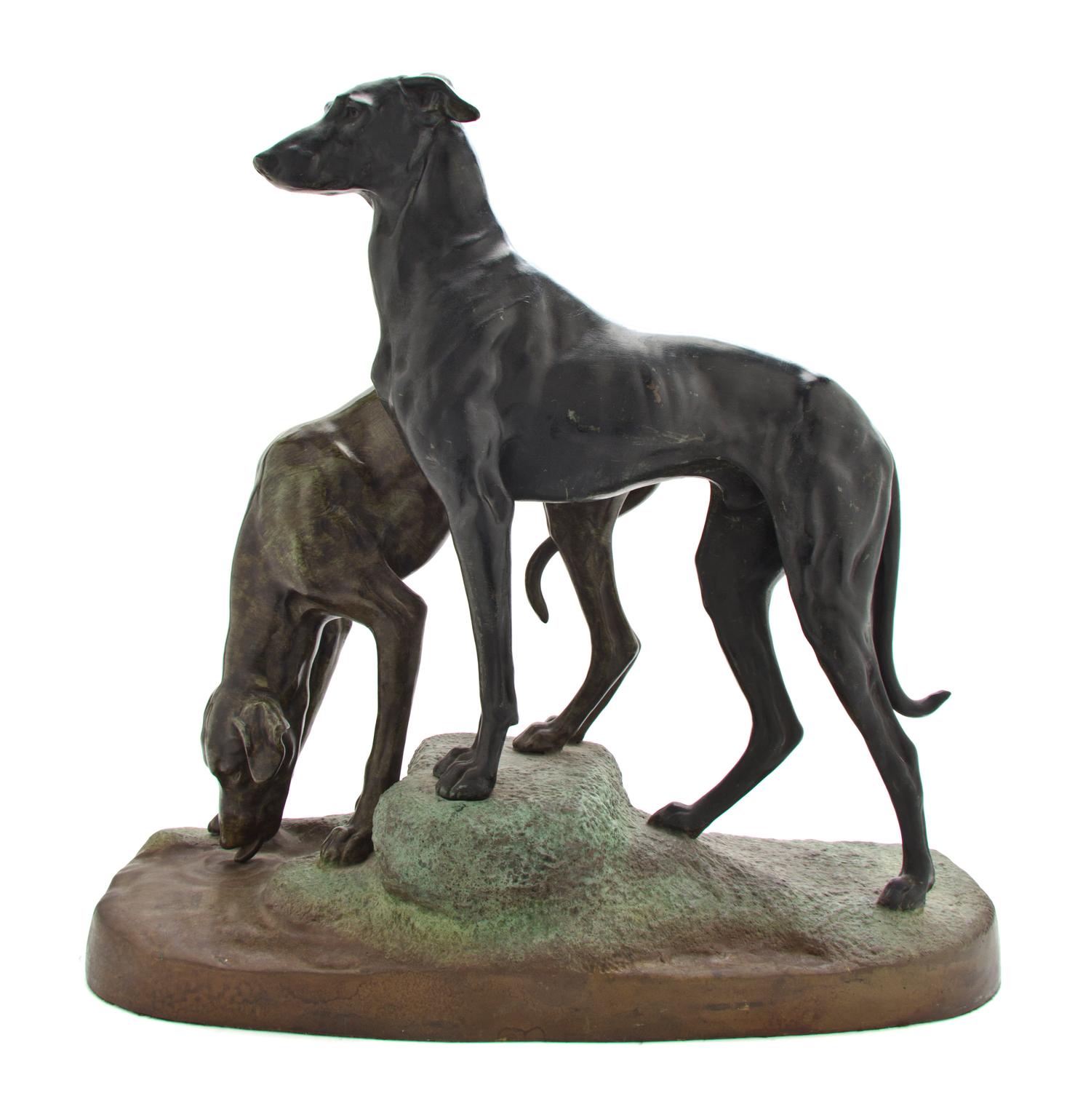 A French Bronze Animalier Group, after Clovis Edmond Masson (1838-1913), Height 21 inches.