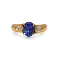 Tanzanite, Diamond, and Yellow Gold Ring