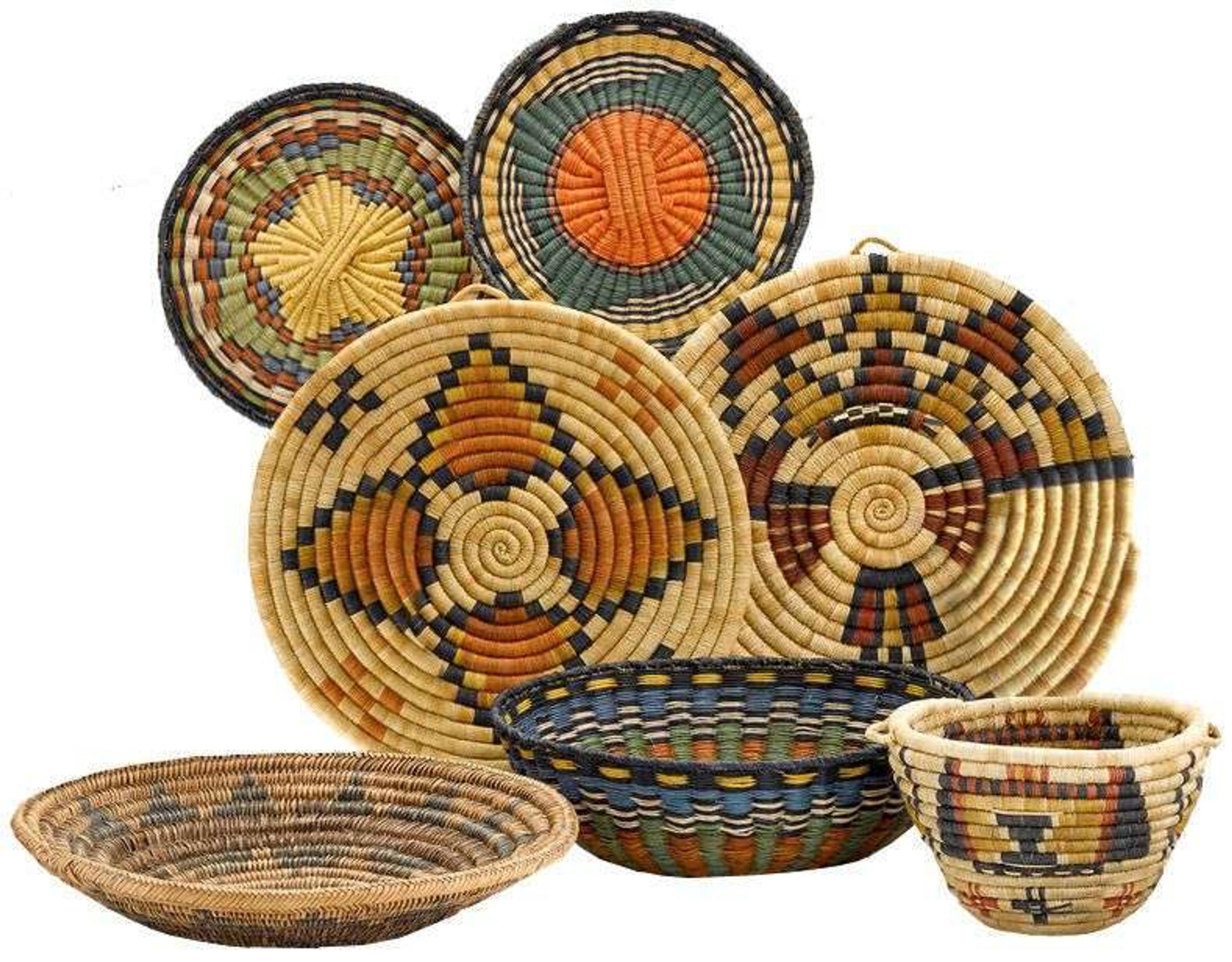 Group of Hopi wicker and coiled baskets first half 20th century