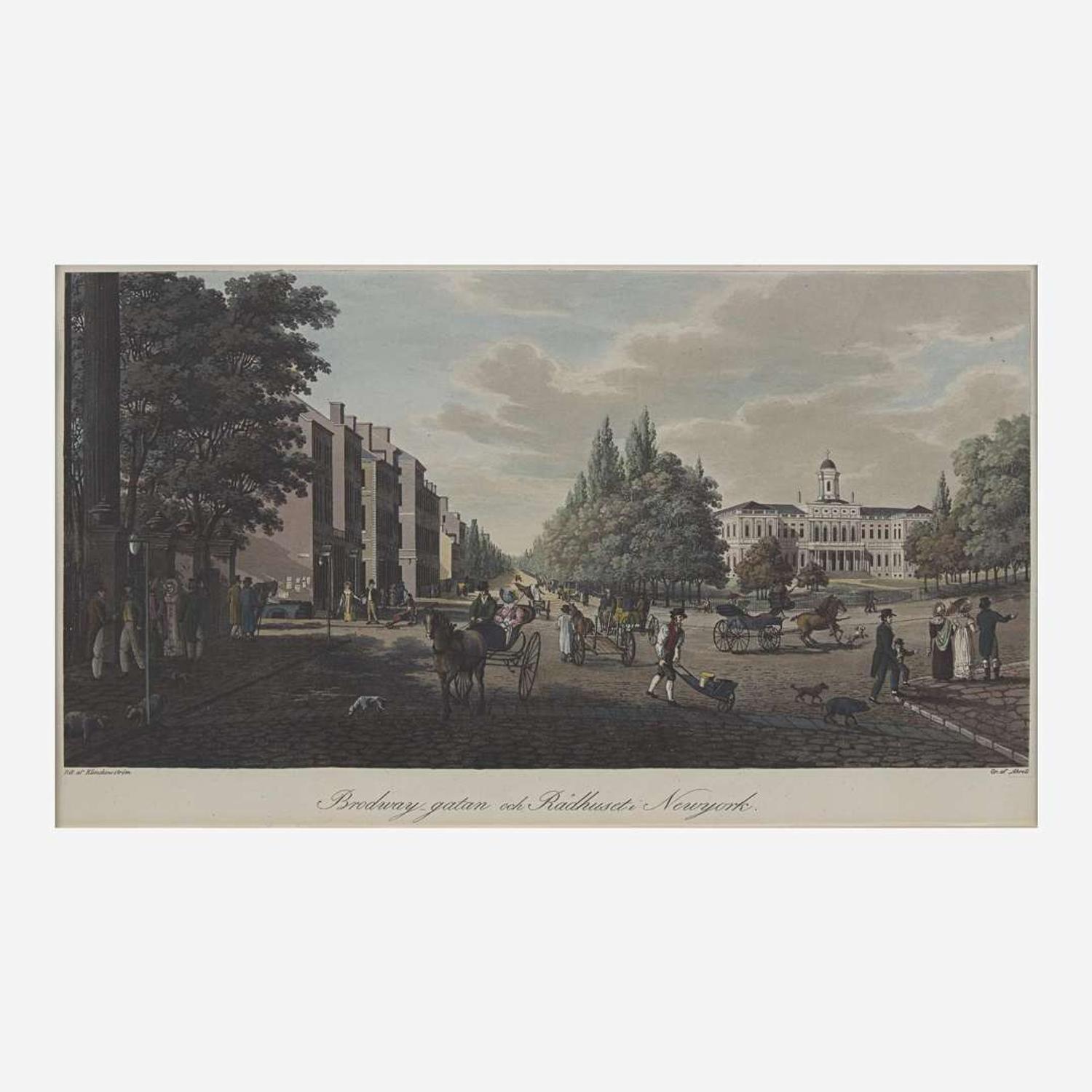 [Prints] [New York] Klinckowstrom, Baron Axel, and Carl Fredrik Akrell Broadway-gatan och Radhuseti Newyork