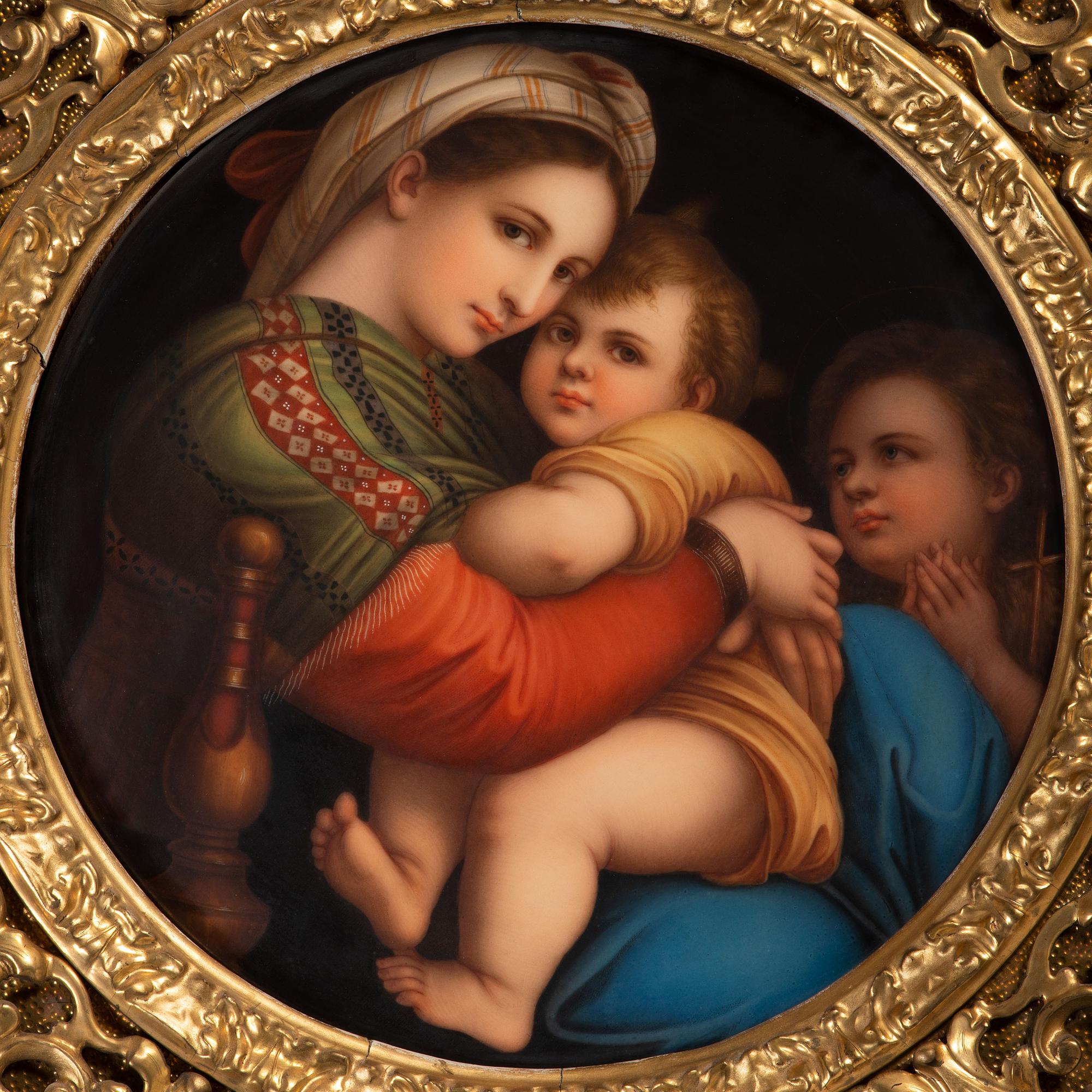 A Continental Porcelain Plaque After Raphael's Madonna della Sedia