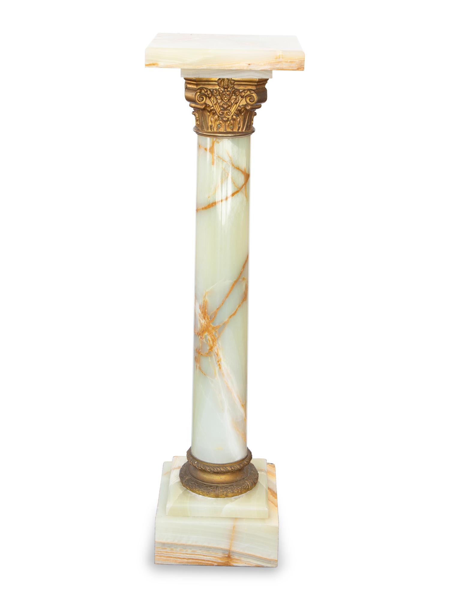 A Gilt Metal Mounted Green Onyx Pedestal