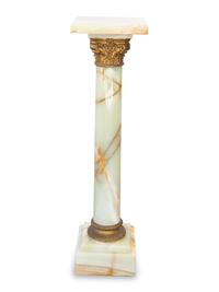 A Gilt Metal Mounted Green Onyx Pedestal