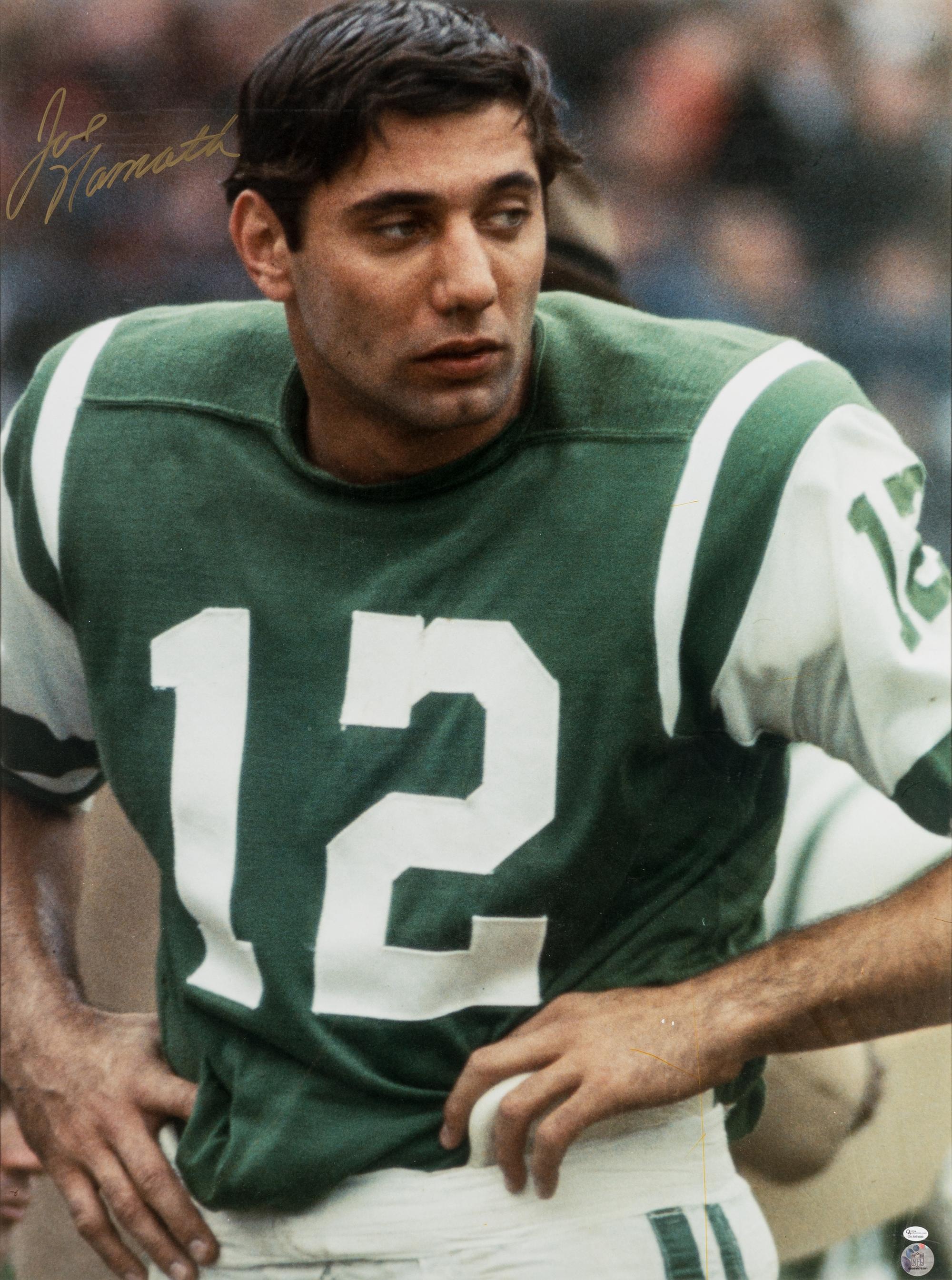 A Joe Namath Signed Autograph Large Format New York Jets Photograph (Online Authentics Sticker),