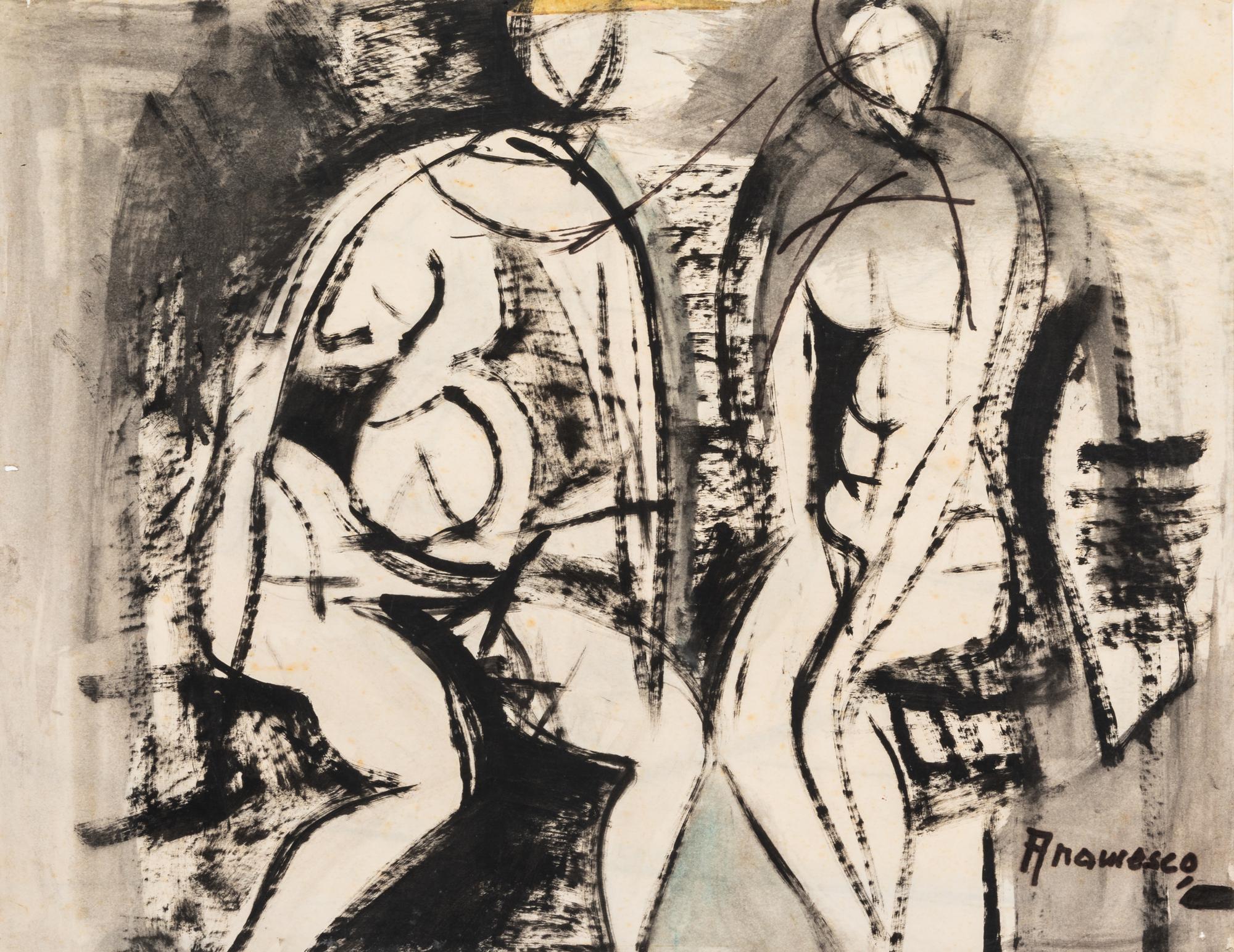 Georgeta-Gigi Aramescu Anderson, (Romanian-American, 1910-1994), A group of 4 works: Two Figures, Five Figures, Four Figures, and Four