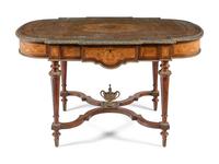 A Napoleon III Gilt Bronze Mounted Marquetry Center Table