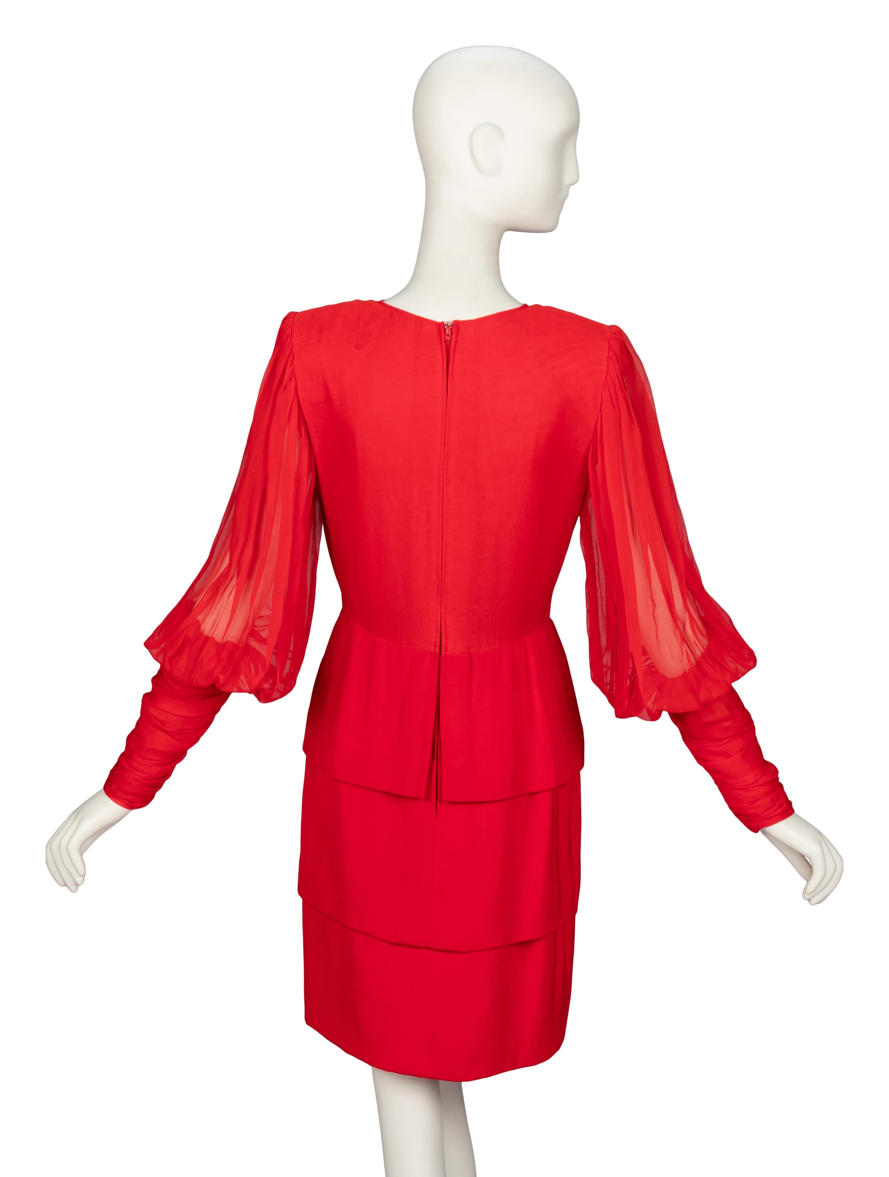 Galanos, Chiffon Cocktail Dress