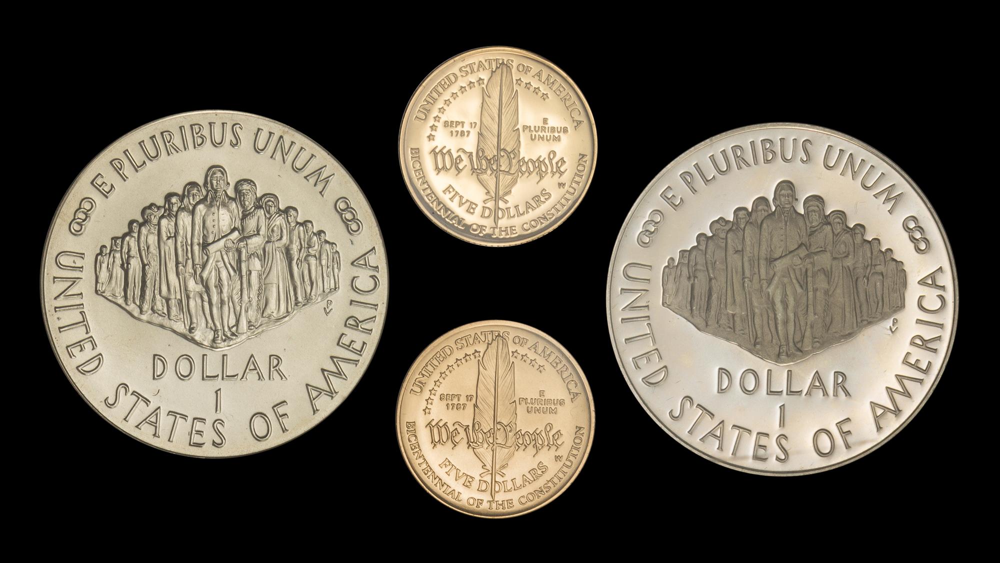 A United States 1987 Constitution Bicentennial Commemorative 4 Coin Set