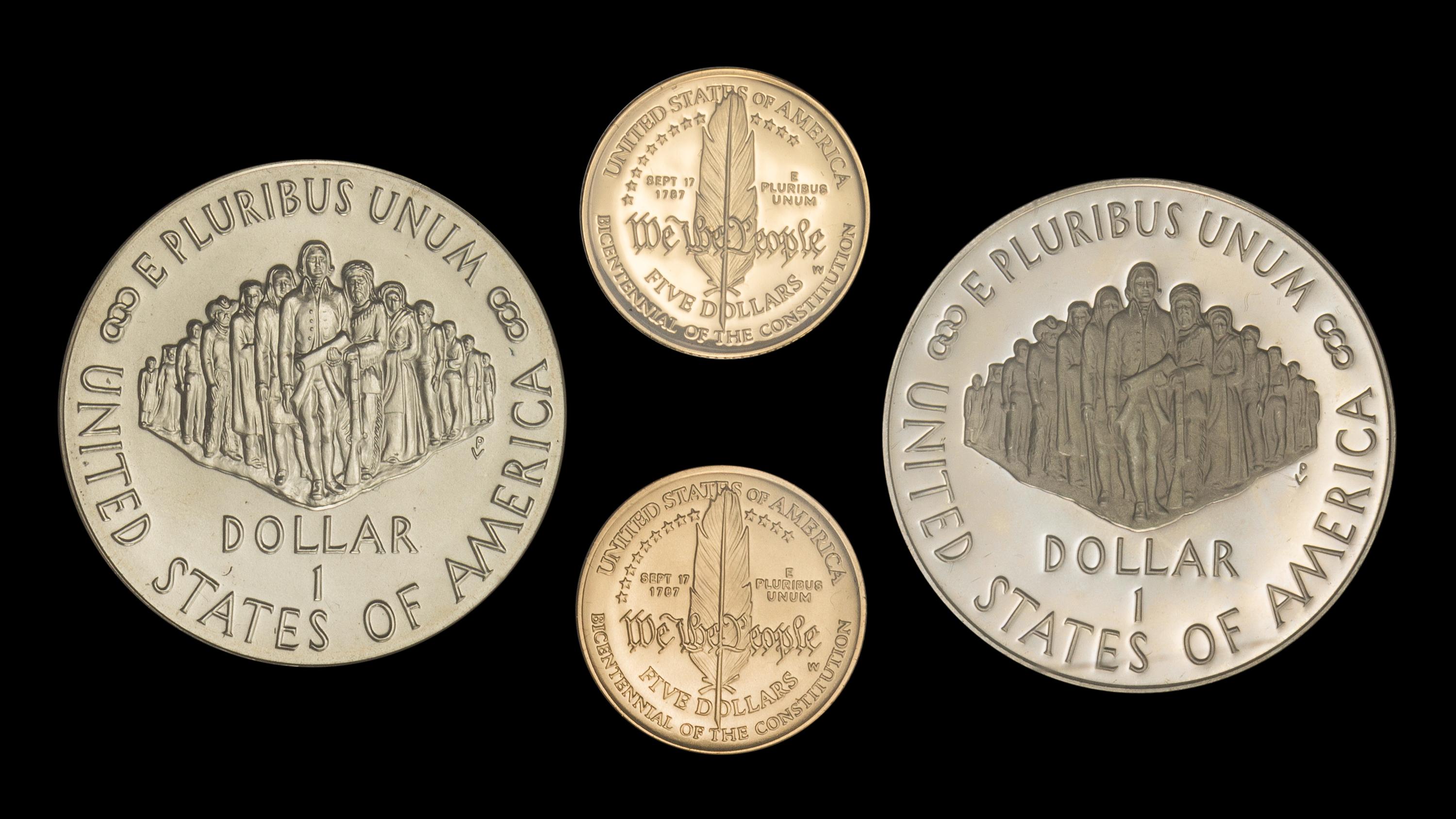 A United States 1987 Constitution Bicentennial Commemorative 4 Coin Set