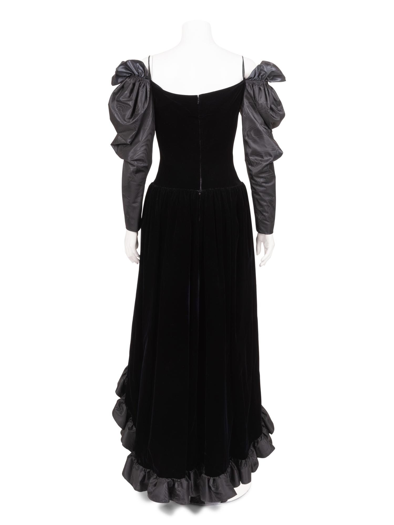 Givenchy Haute Couture Velvet and Moiré Dress, 1970-80s