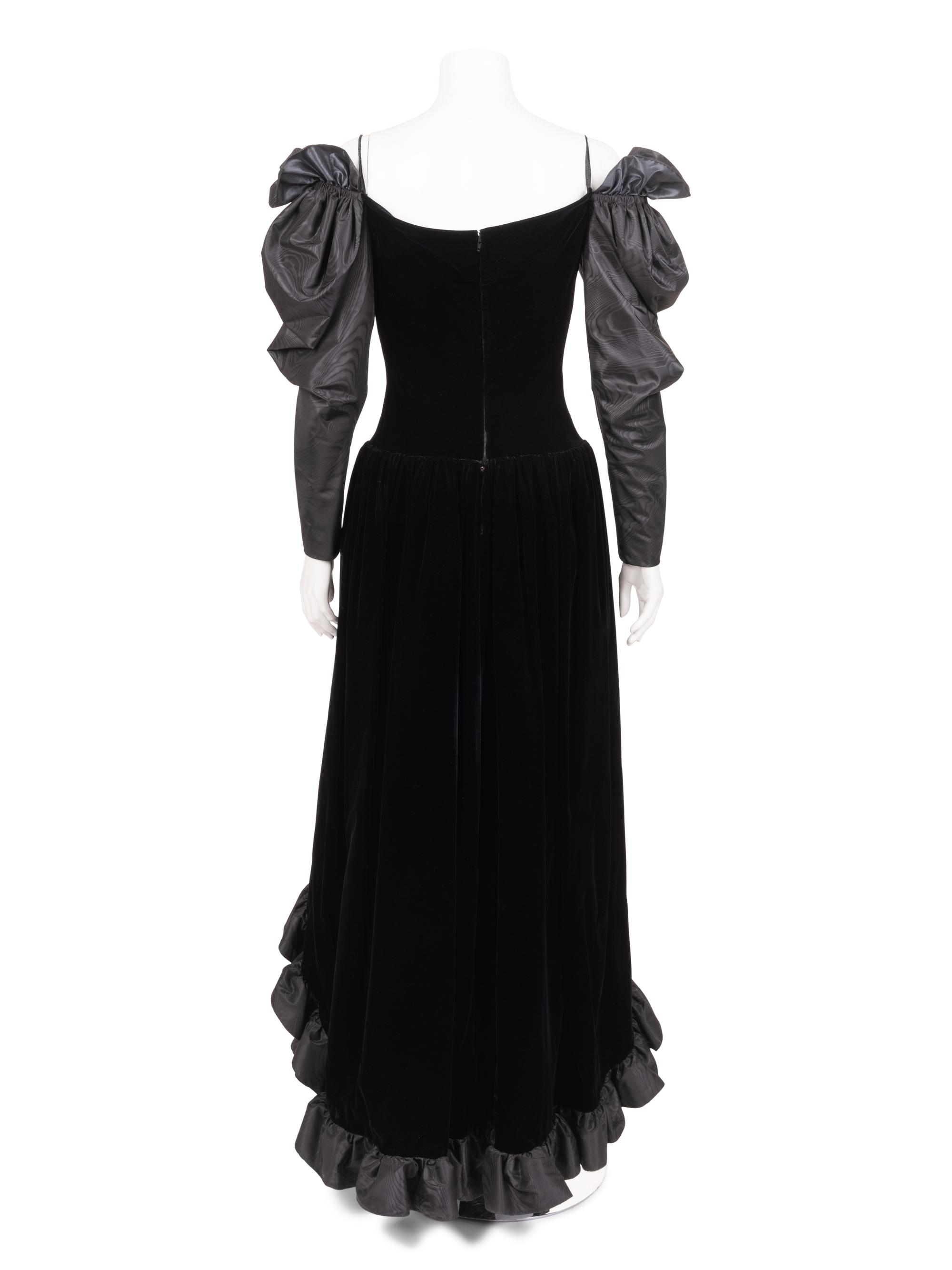 Givenchy Haute Couture Velvet and Moiré Dress, 1970-80s
