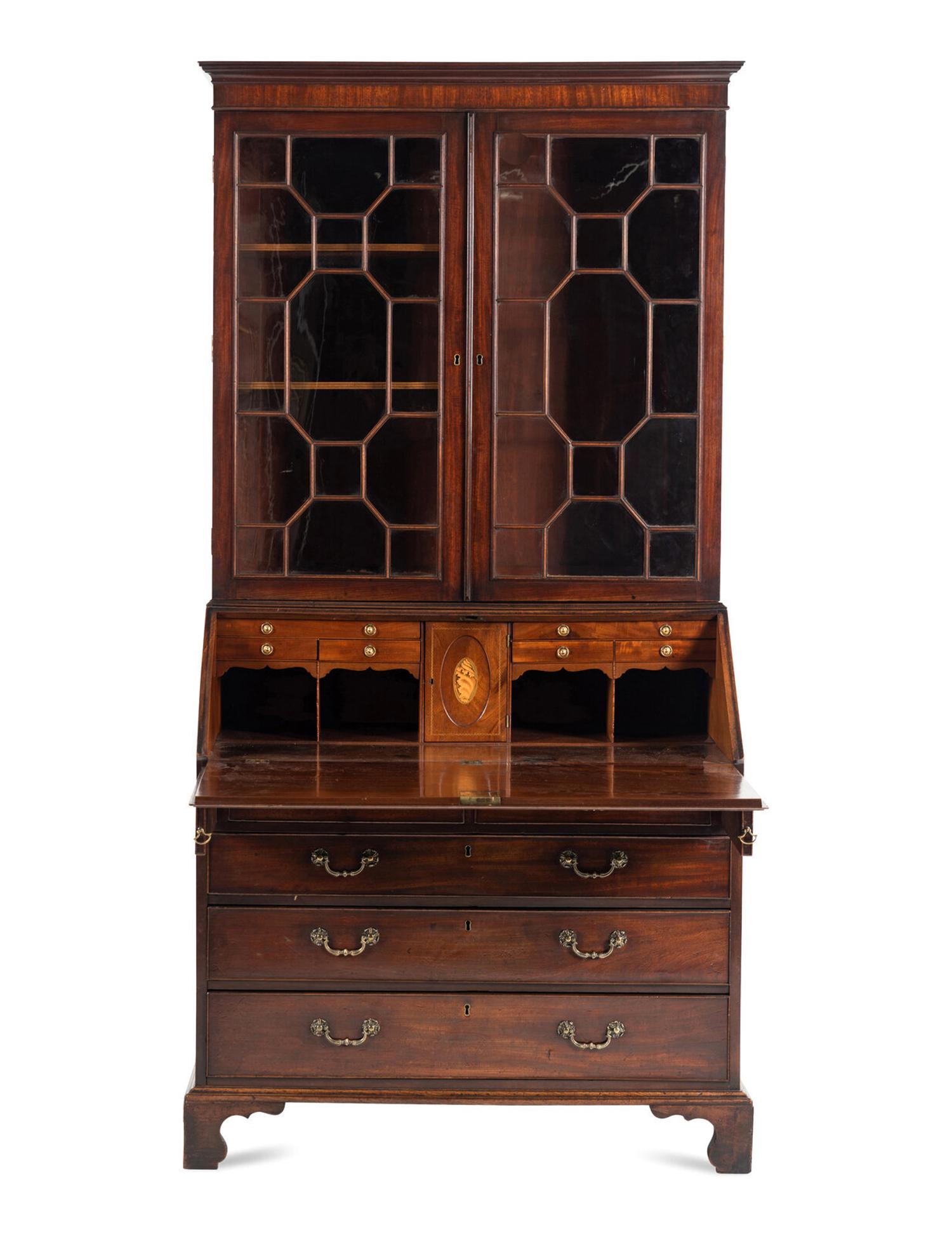 A George III Mahogany Bureau Bookcase