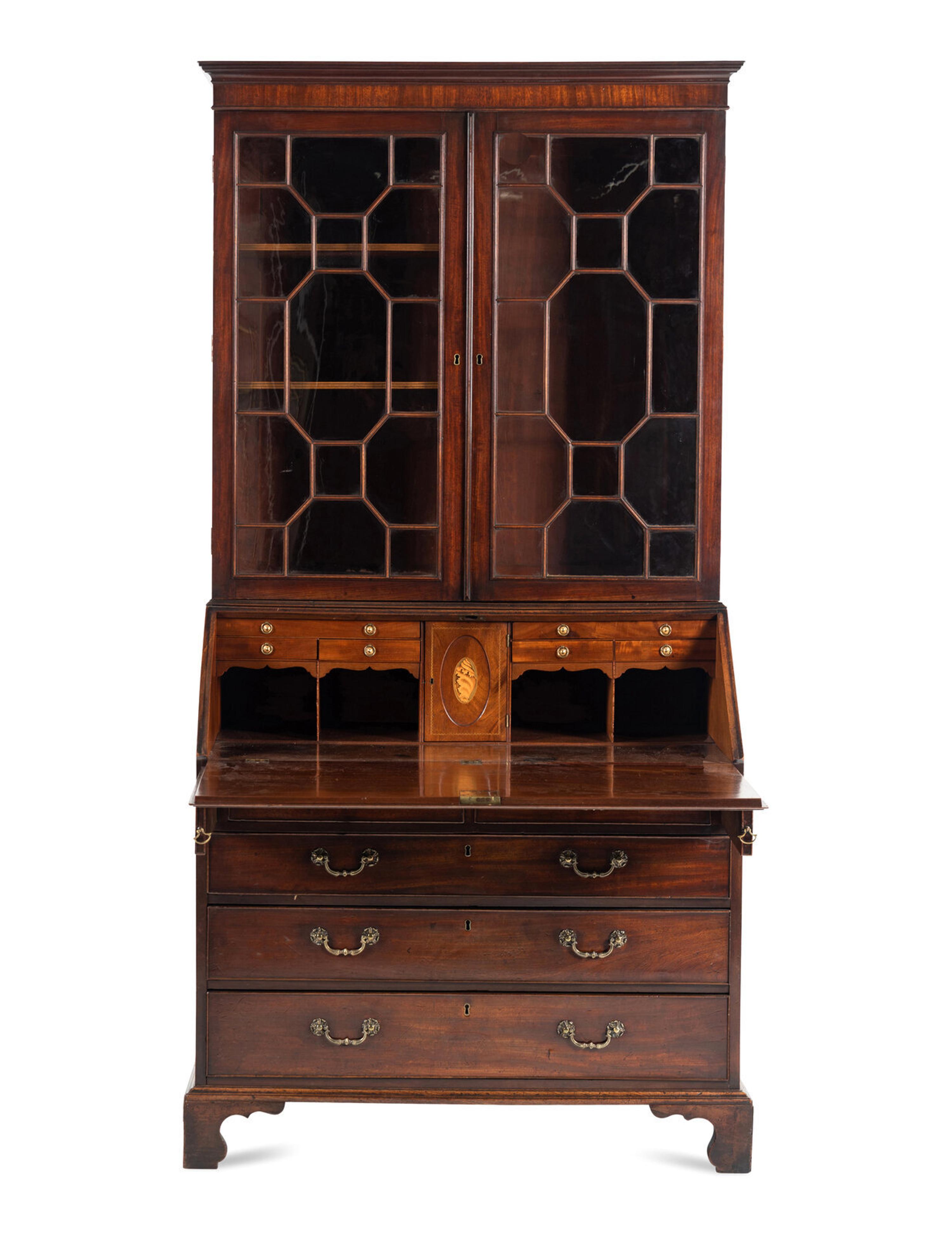 A George III Mahogany Bureau Bookcase
