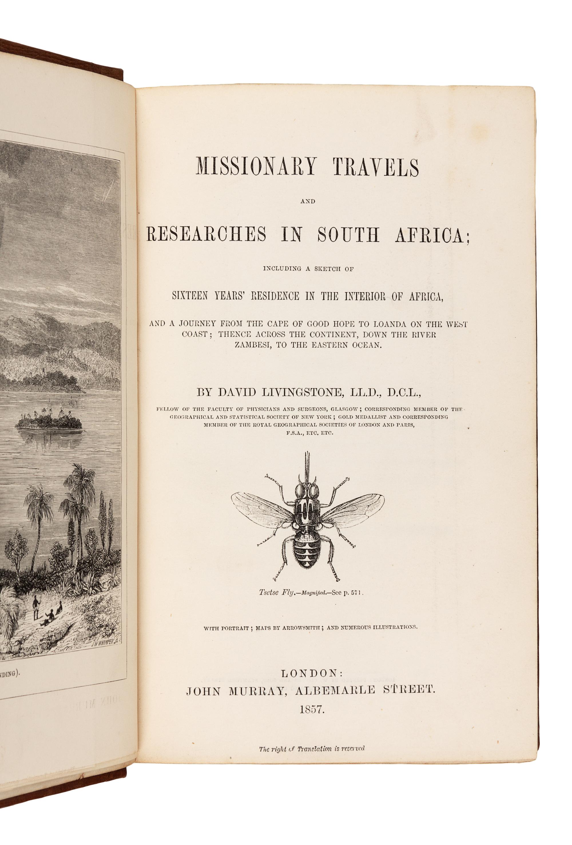 LIVINGSTONE, David (1813-1873). Missionary Travels and Researches in South Africa. London: John Murray, 1857.