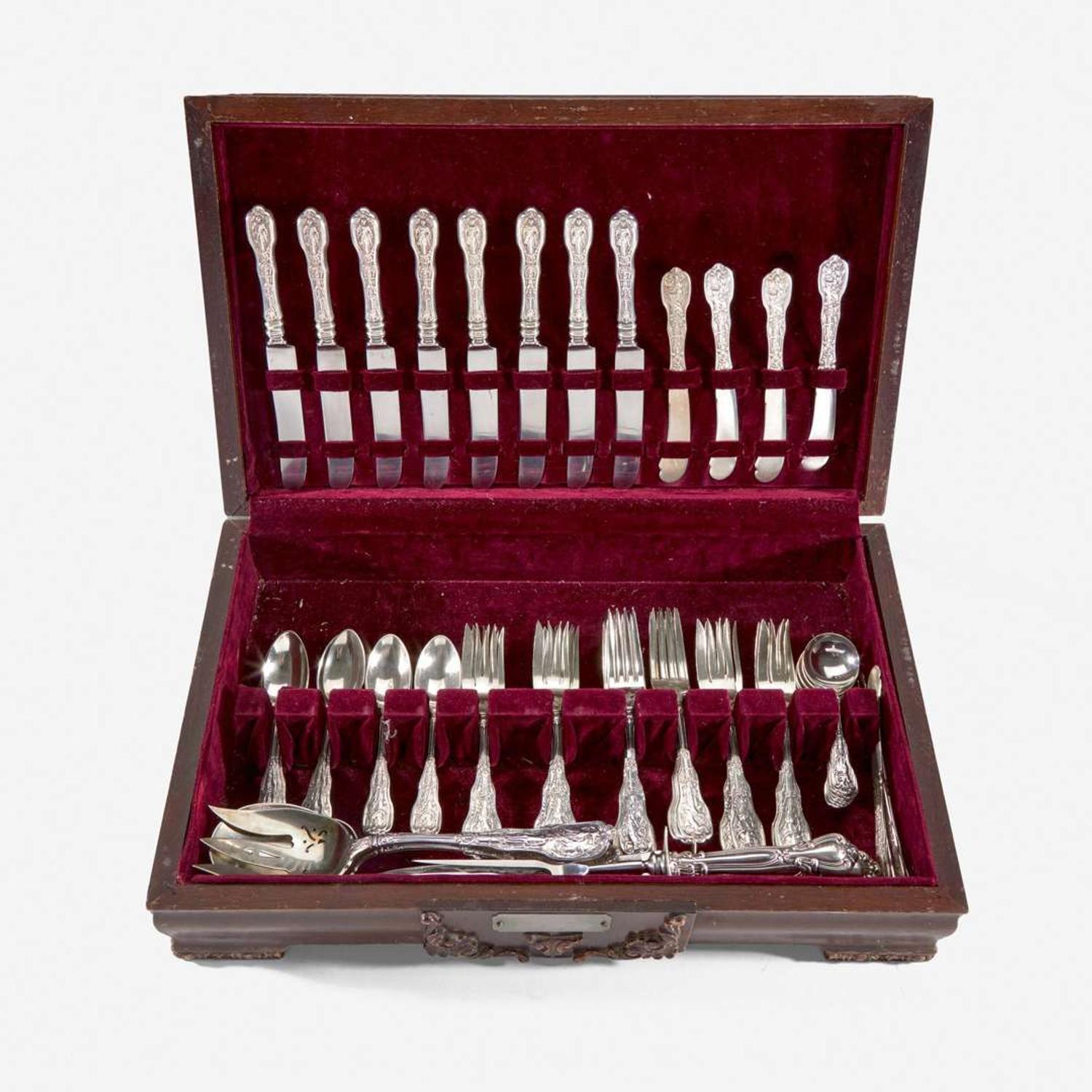 A sterling silver flatware service in the "Mythologique" pattern Gorham Mfg. Co., Providence, RI, circa 1900