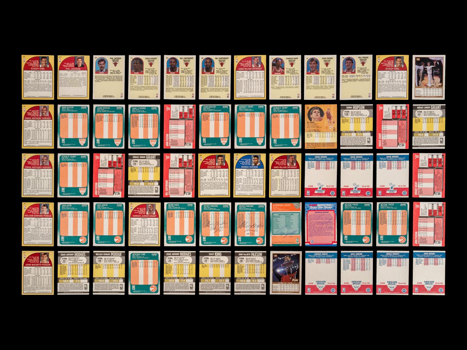 A Large Group of 60 Assorted Vintage Chicago Bulls Championship Era and 1980s Stars Signed Autograph Basketball Cards (Including Phil Jackson),