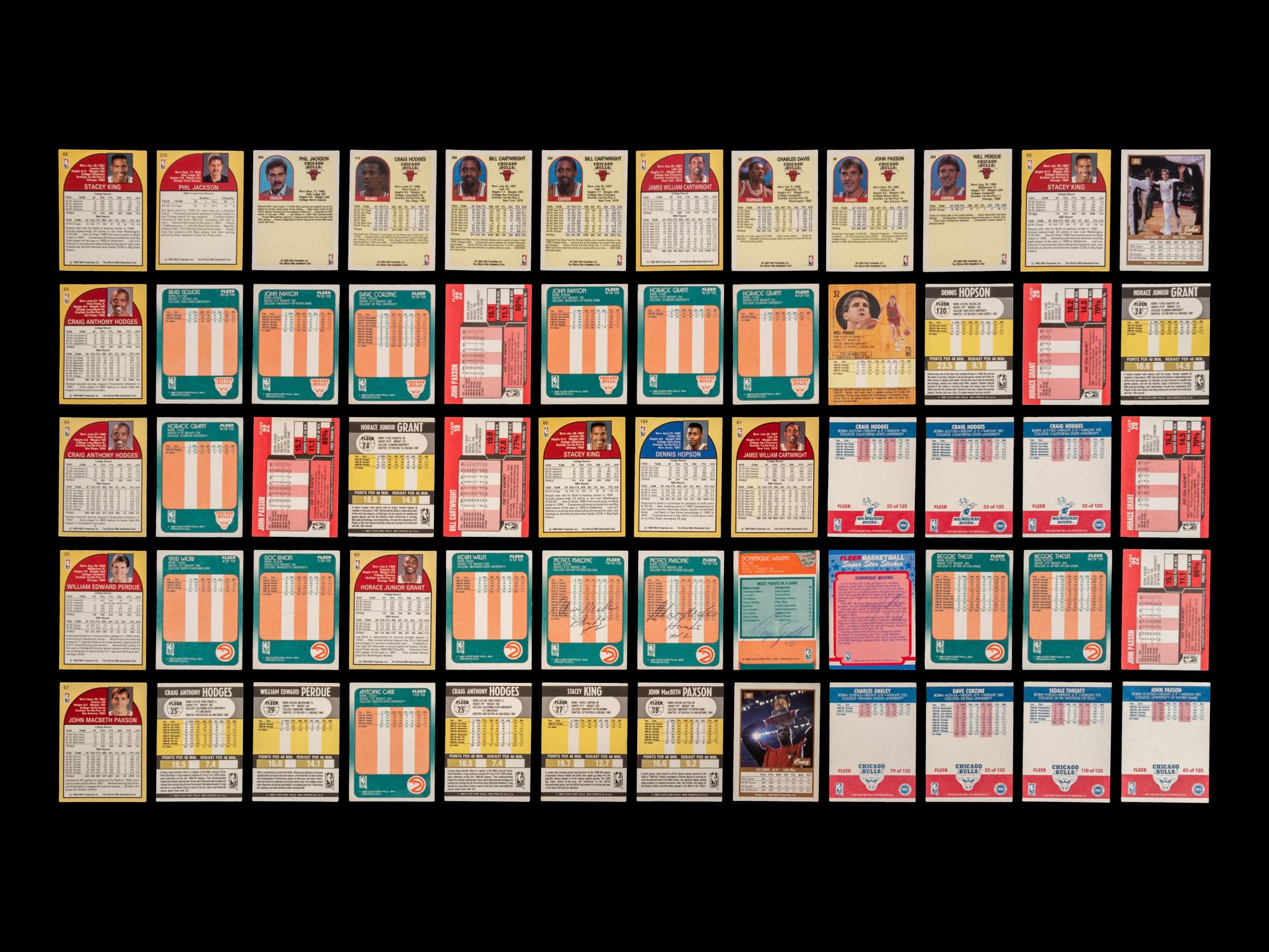 A Large Group of 60 Assorted Vintage Chicago Bulls Championship Era and 1980s Stars Signed Autograph Basketball Cards (Including Phil Jackson),