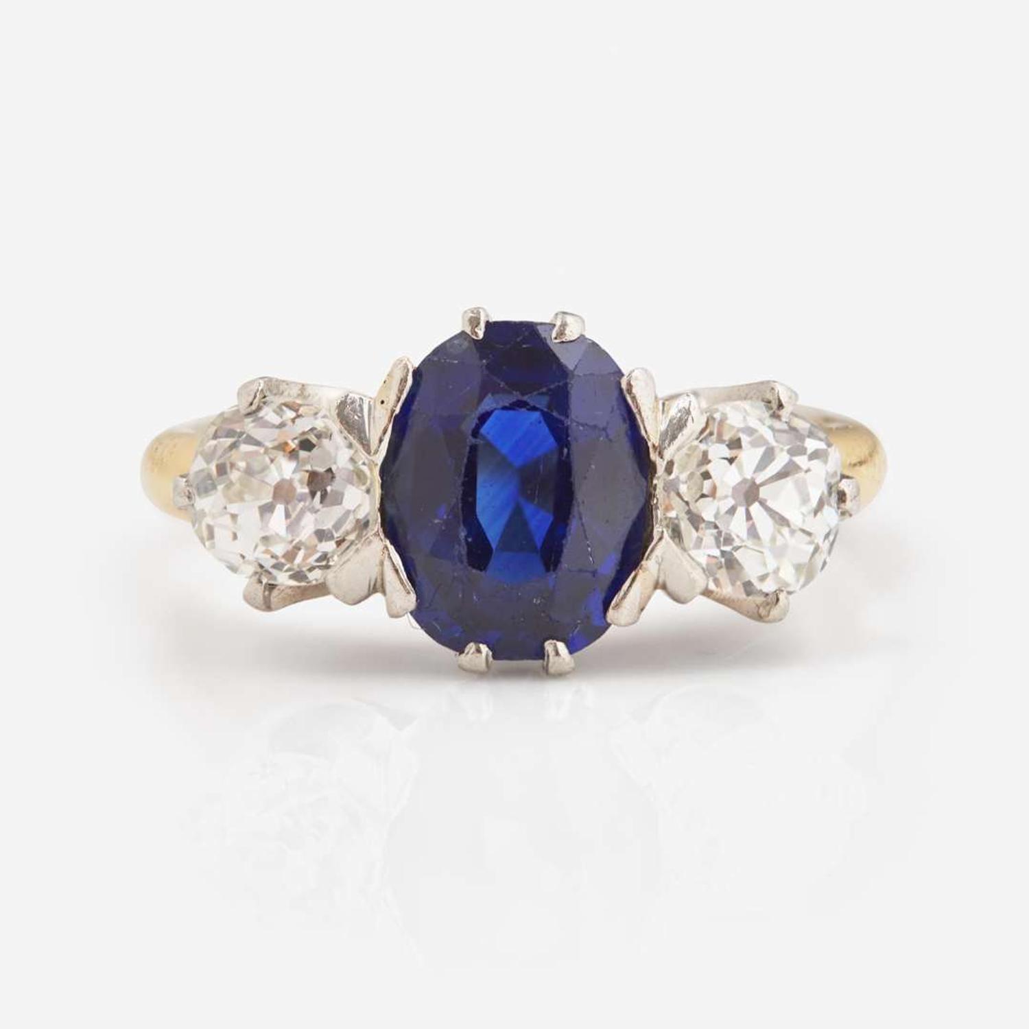 An 18K Yellow Gold, Diamond, and Sapphire Tiffany & Co. Ring Early Tiffany & Co., c.1900