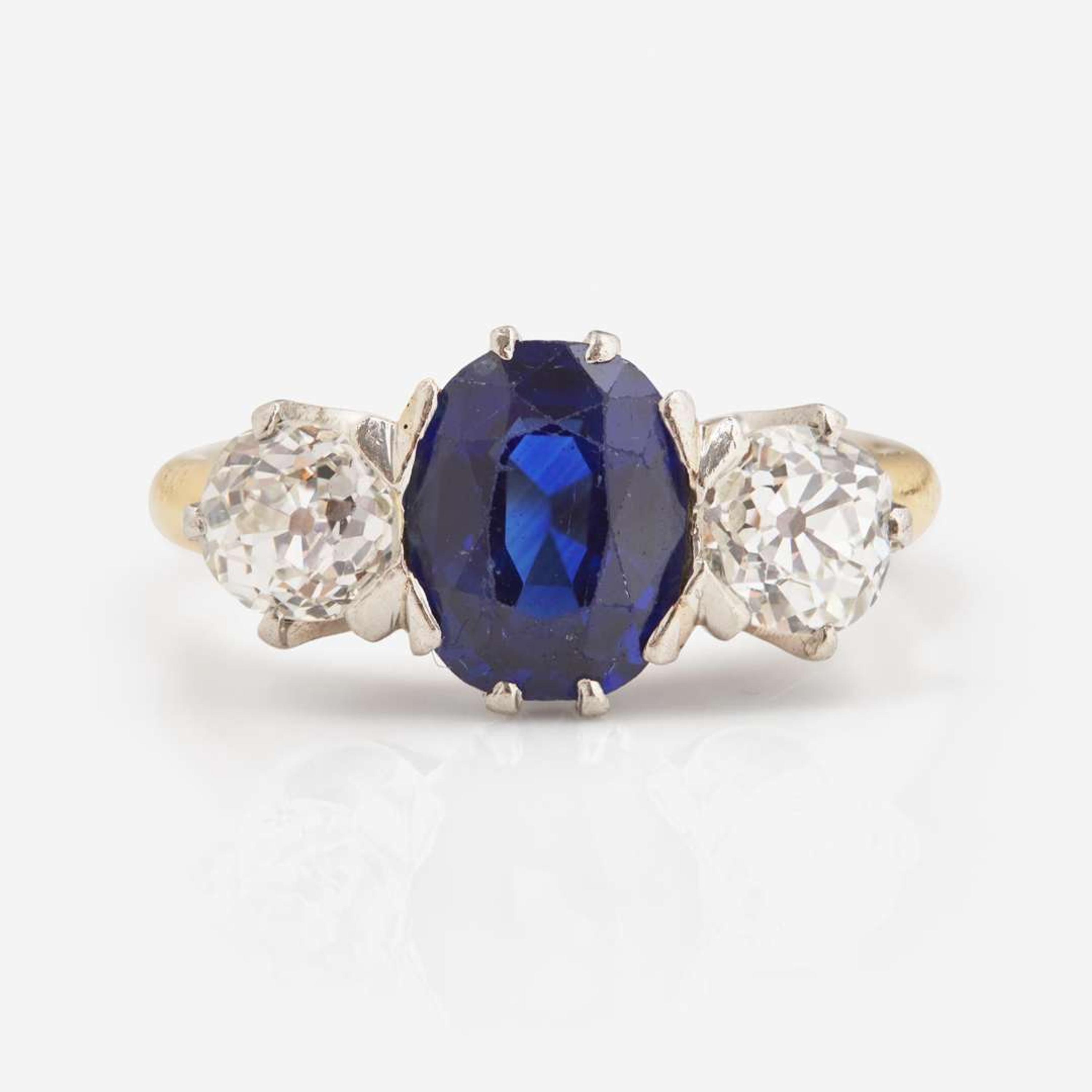 An 18K Yellow Gold, Diamond, and Sapphire Tiffany & Co. Ring Early Tiffany & Co., c.1900