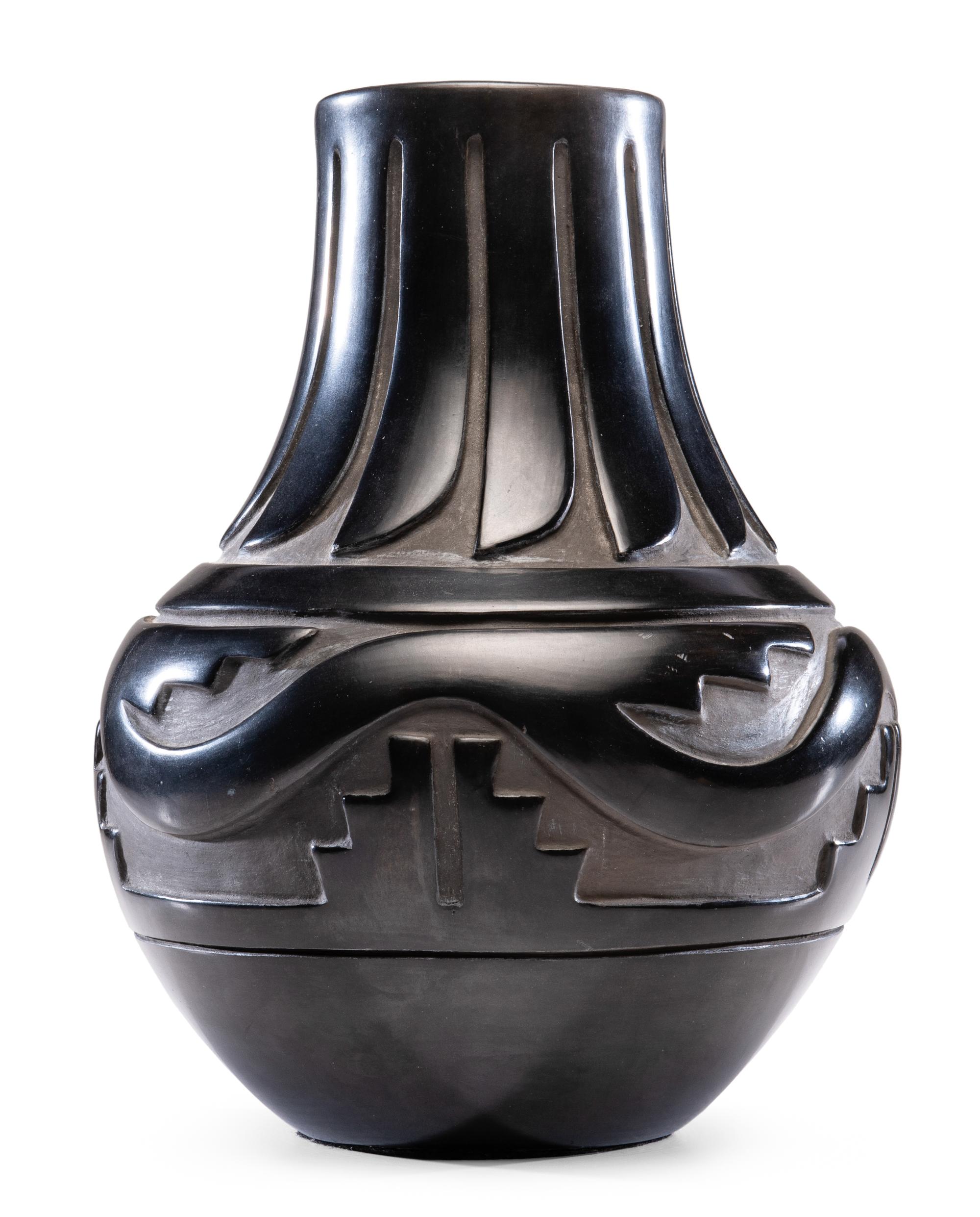 Carved Blackware Pottery Jar Lot is located and will ship from Cincinnati, Ohio.
