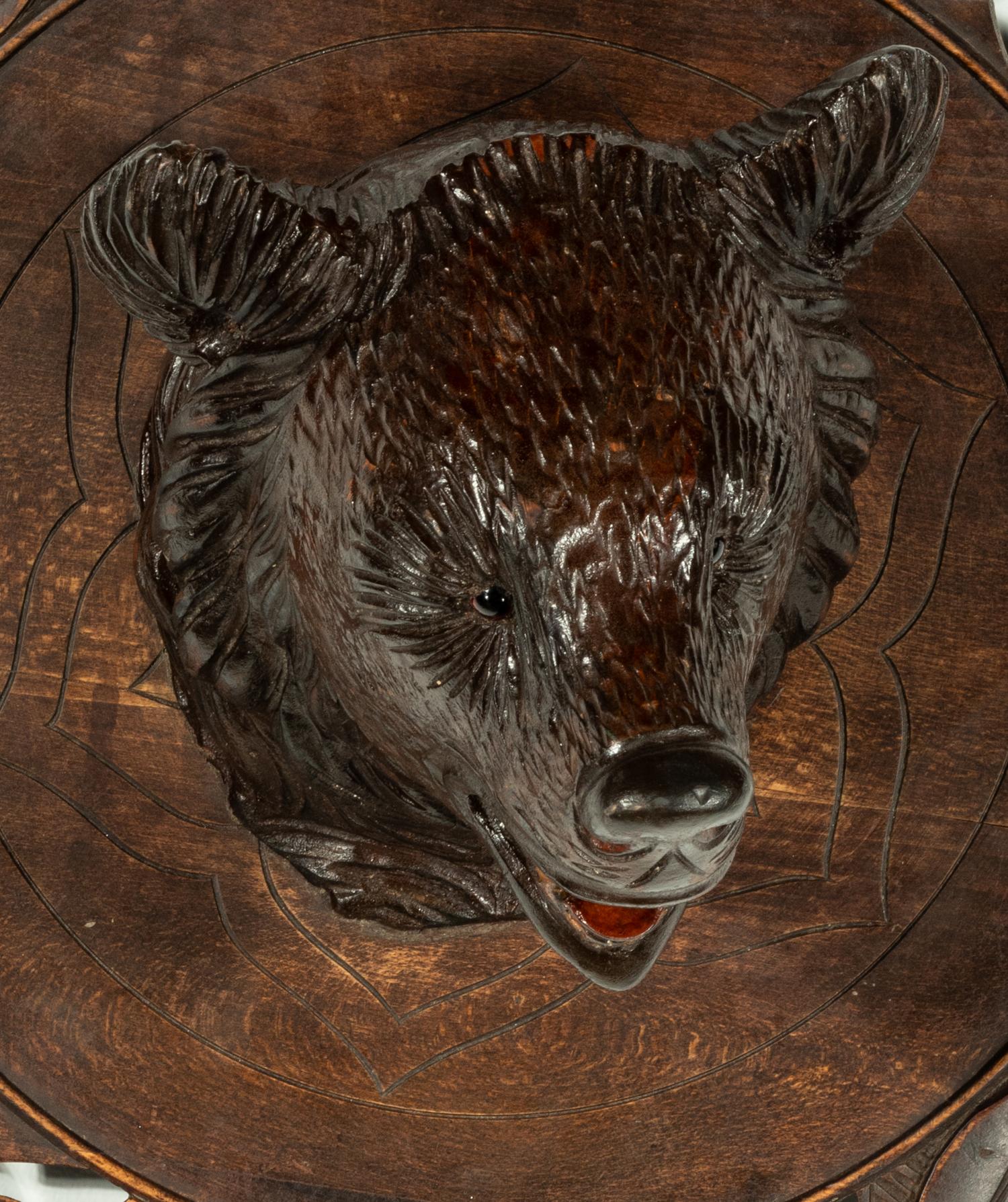 A Swiss "Black Forest' Carved Bear Head Mount