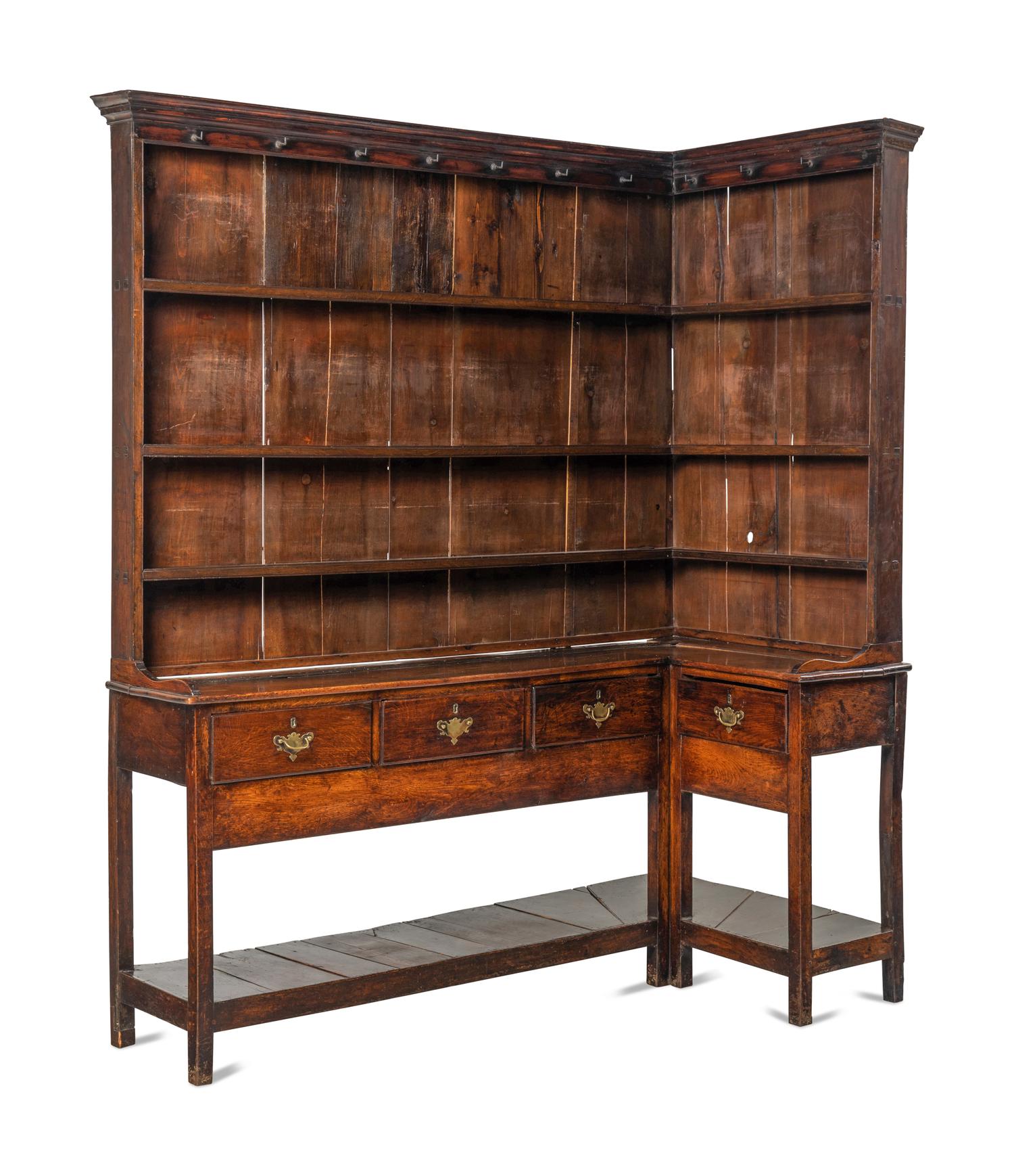 An Unusual English Oak Corner Welsh Dresser