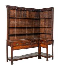 An Unusual English Oak Corner Welsh Dresser
