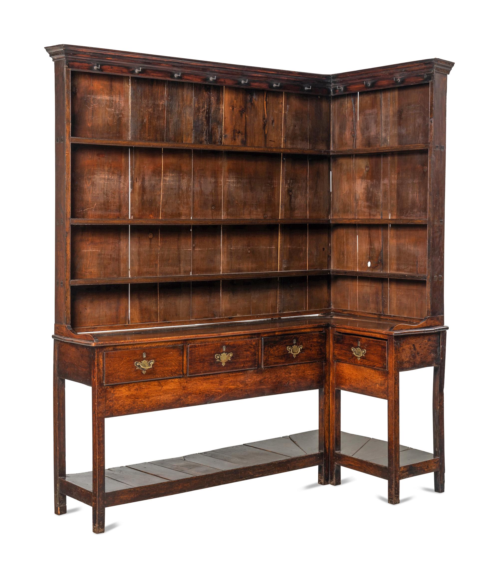 An Unusual English Oak Corner Welsh Dresser